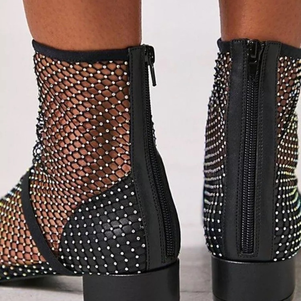 Free People Jeffrey Campbell Magic Hour Mesh Heels Black Jewels Back Zipper - Picture 11 of 11